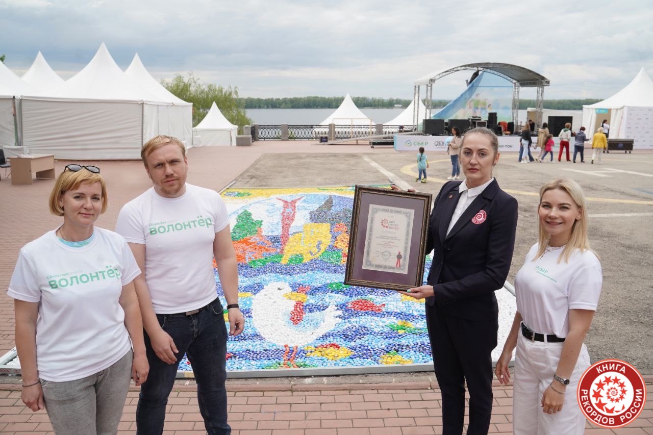 Самая большая мозаичная картина из пластиковых крышек в России