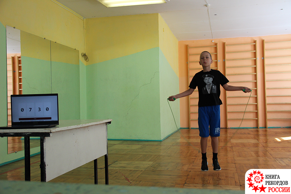 Наибольшее количество прыжков на скакалке за один подход в России (мальчики, 10 лет)